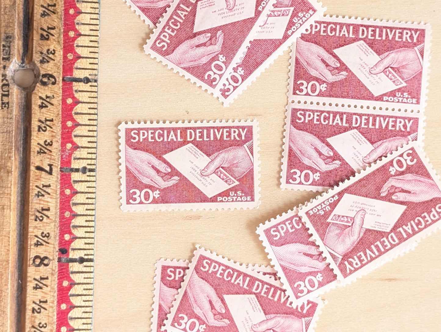 10 Special Delivery Stamps, 1957 Unused Postage Stamps, 30 Cent Stamps