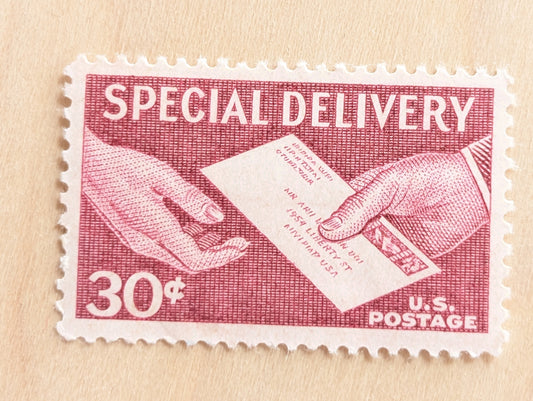 10 Special Delivery Stamps, 1957 Unused Postage Stamps, 30 Cent Stamps