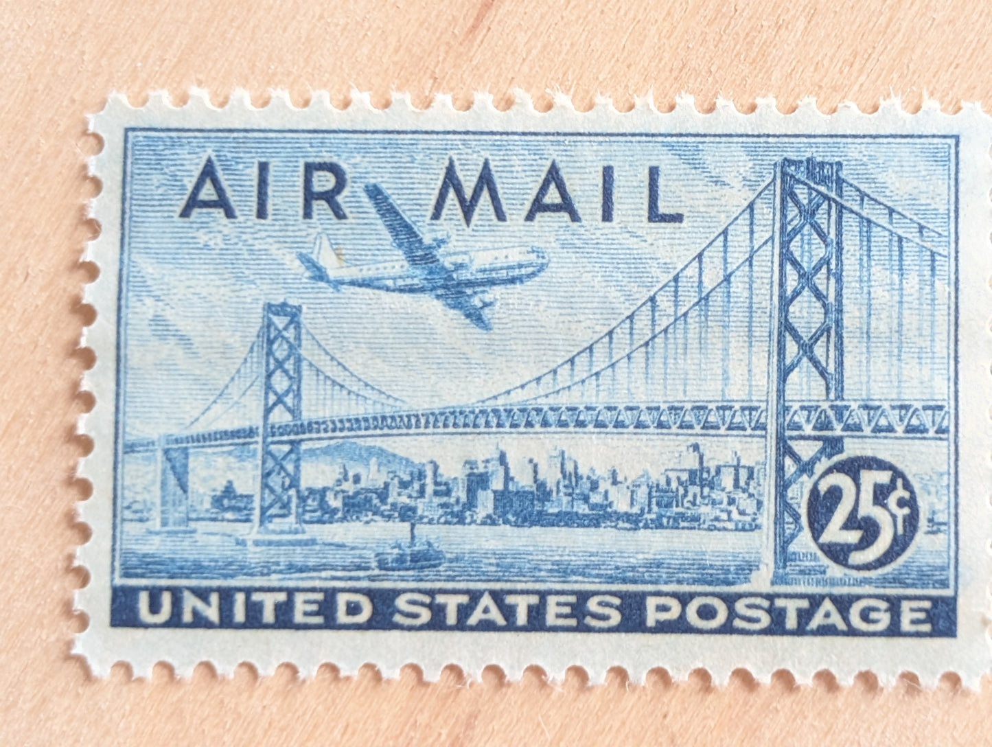 10 US Airmail Postage Stamps, 25 Cent Stamps, 1946 Unused US Postage Stamps