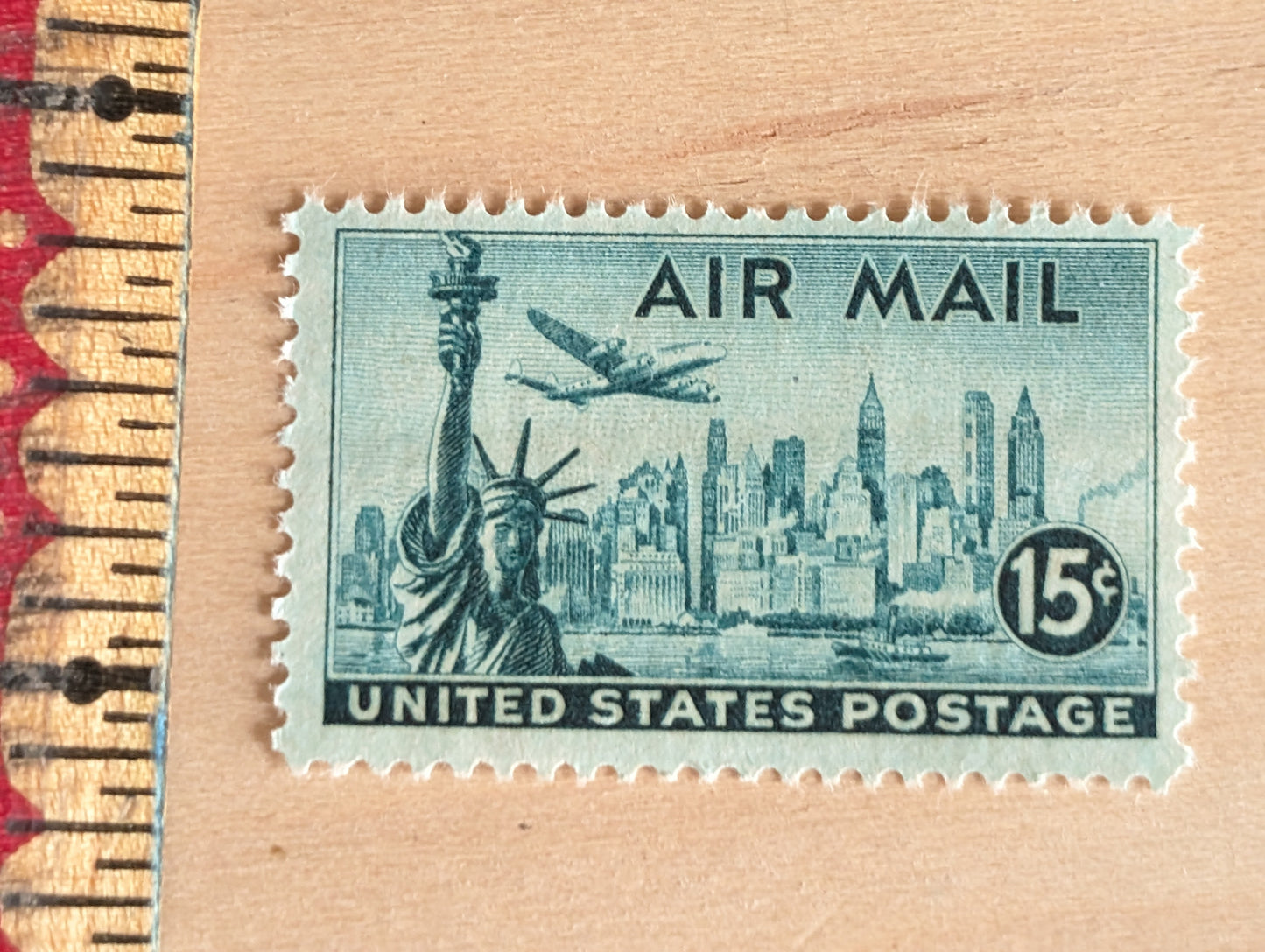 10 US Airmail Postage Stamps, 15 Cent Stamps, 1947 Unused US Postage Stamps