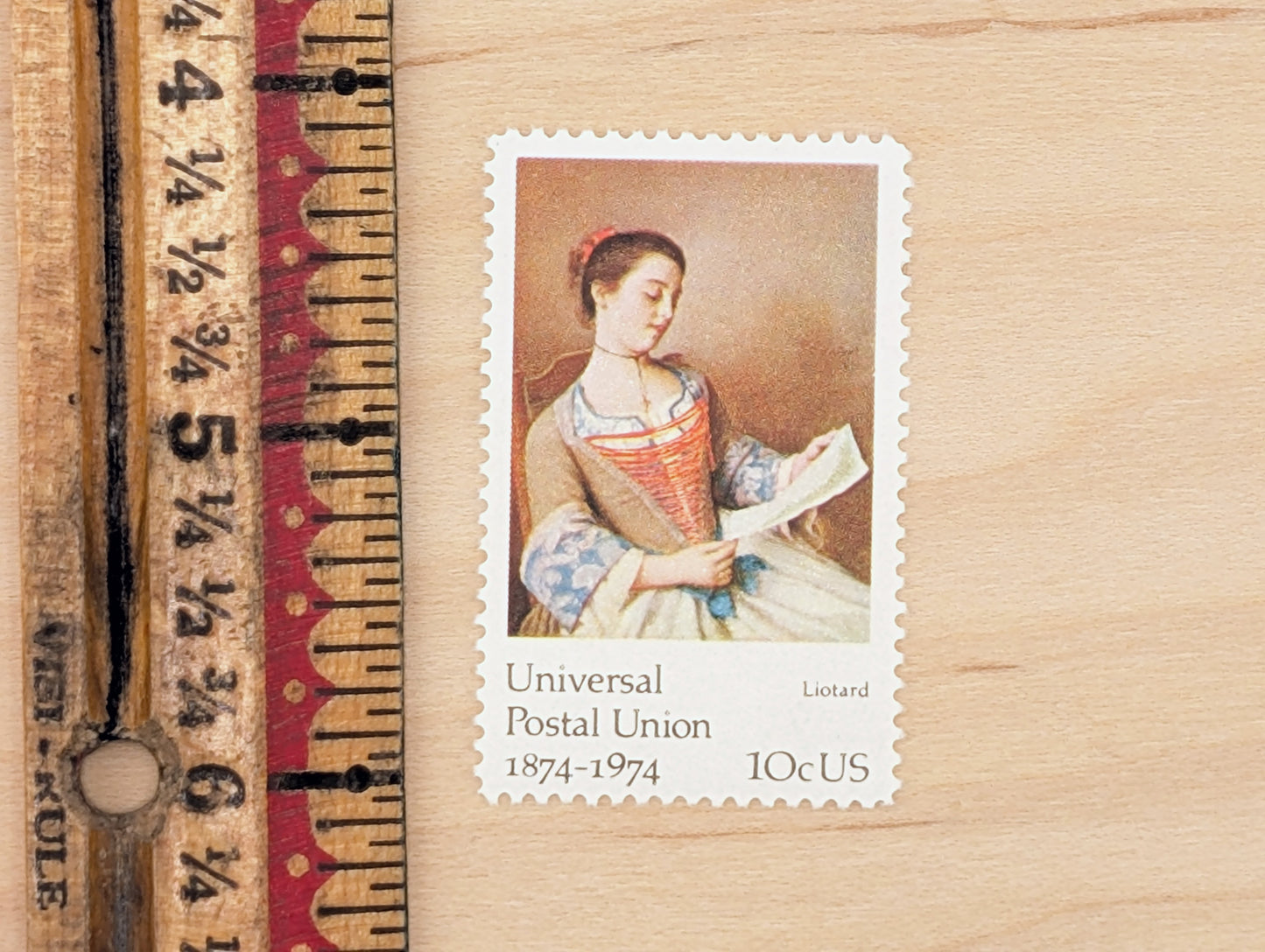 5 Universal Postal Union Liotard Postage Stamps, 10 Cent Stamps, 1974 Unused US Postage Stamps