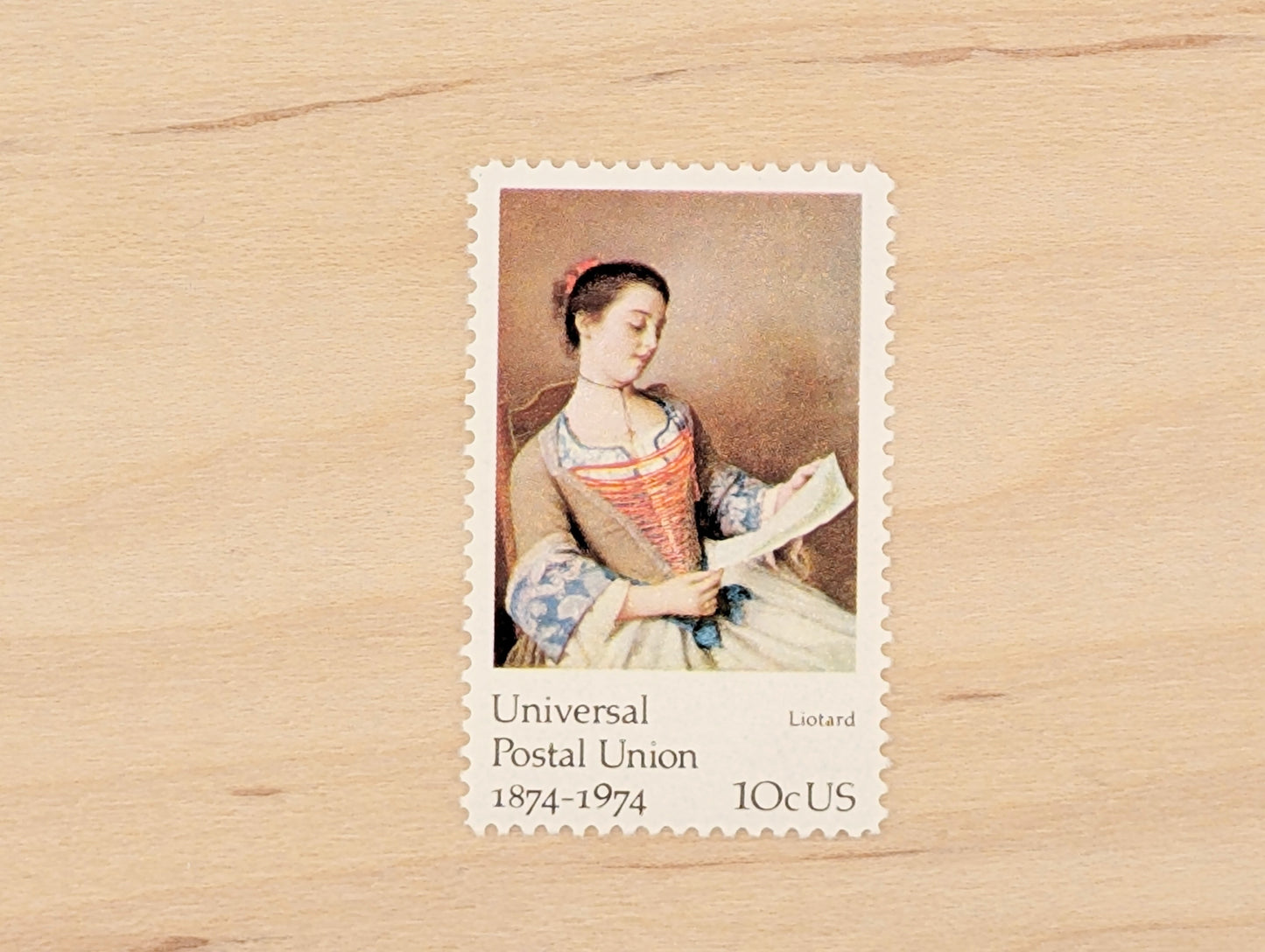 5 Universal Postal Union Liotard Postage Stamps, 10 Cent Stamps, 1974 Unused US Postage Stamps