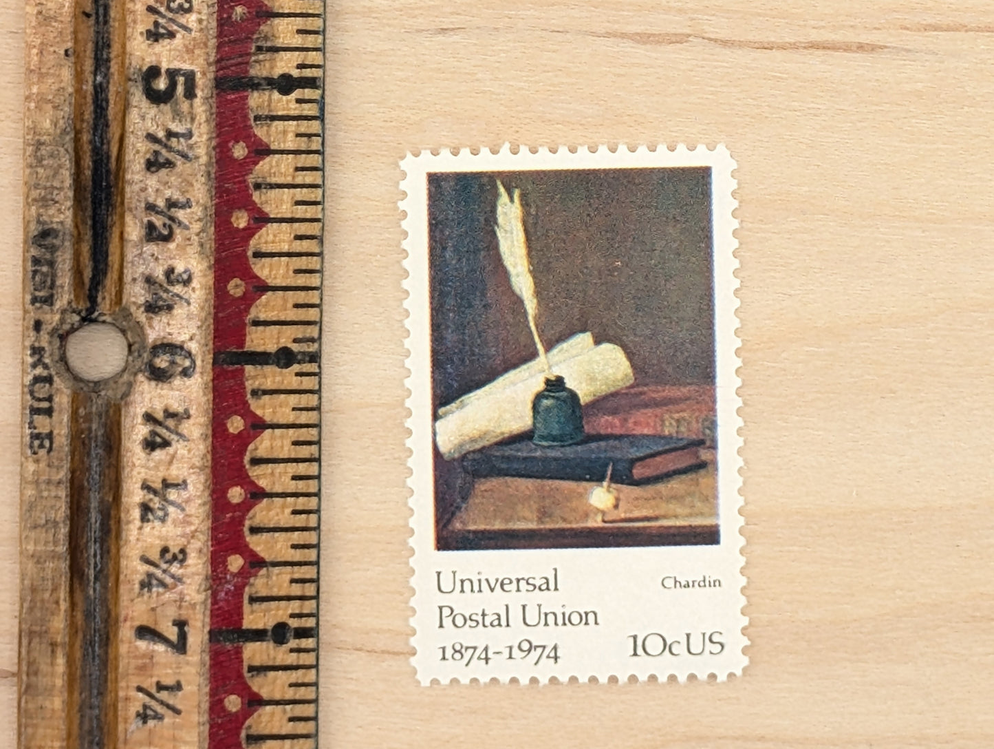 5 Universal Postal Union Chardin Postage Stamps, 10 Cent Stamps, 1974 Unused US Postage Stamps