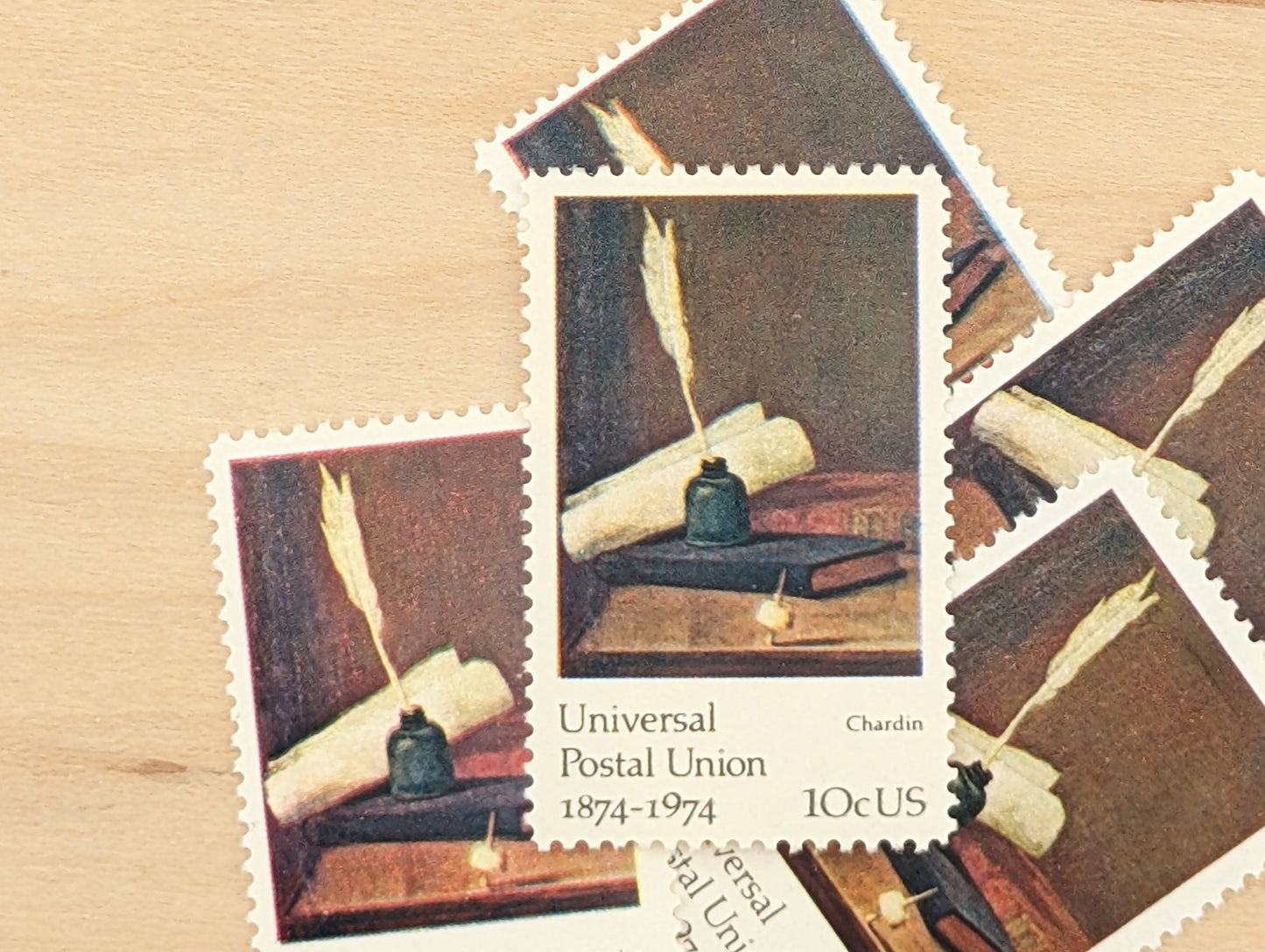 5 Universal Postal Union Chardin Postage Stamps, 10 Cent Stamps, 1974 Unused US Postage Stamps