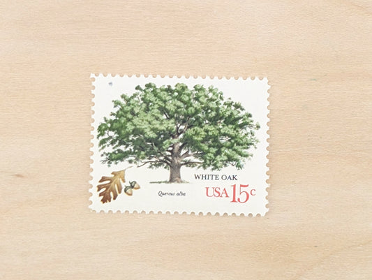 White Oak, Set of 10, Vintage Unused USPS 15 Cent Postage Stamps, American Trees, 1978, Gummed