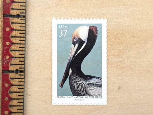 Pelican Island National Wildlife Refuge, Vintage Unused USPS 37 Cent Postage Stamps, National Wildlife Refuge Stamps, 2002, Gummed