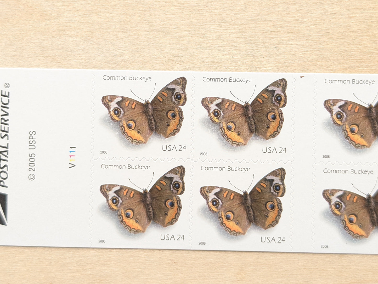 Common Buckeye Moth, Booklet of 10, Unused USPS 24 Cent Postage Stamps, Common Buckeye Moth Stamps, 2006, Self-Adhesive