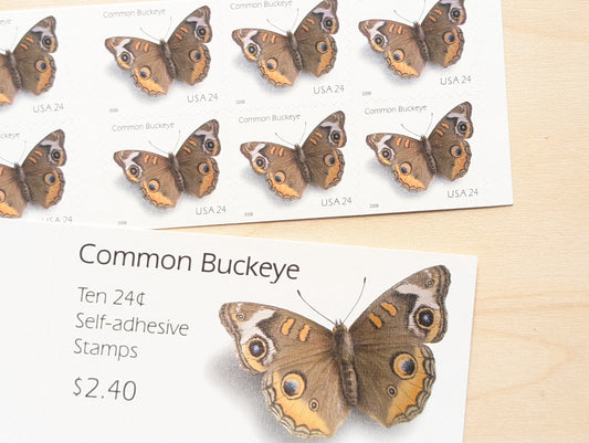Common Buckeye Moth, Booklet of 10, Unused USPS 24 Cent Postage Stamps, Common Buckeye Moth Stamps, 2006, Self-Adhesive