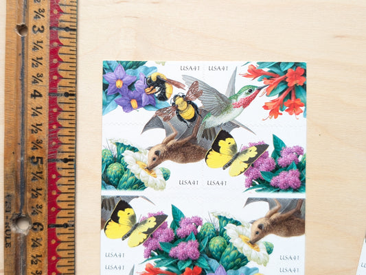 Pollination, Sheet of 20, Unused USPS 41 Cent Postage Stamps, Pollination Stamps (Four Different Designs), 2006, Self-Adhesive