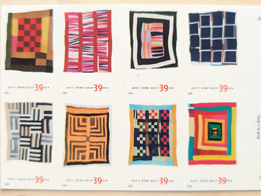 Quilts of Gee's Bend, Booklet of 20, Unused USPS 39 Cent Postage Stamps, American Treasures, 2006, Self-Adhesive