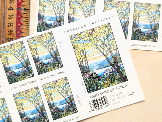 Stained Glass, Booklet of 20, Unused USPS 41 Cent Postage Stamps, Lewis Comfort Tiffany Stained Glass Stamps, 2006, Self-Adhesive