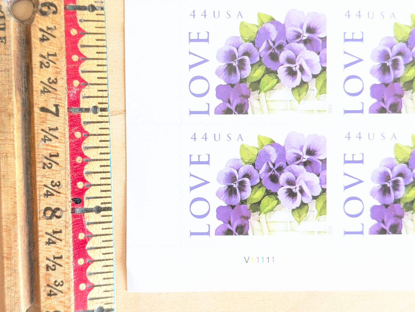 Sheet of 20 Pansies in a Basket Vintage Unused USPS 44 Cent Stamps, Self-Adhesive 2010