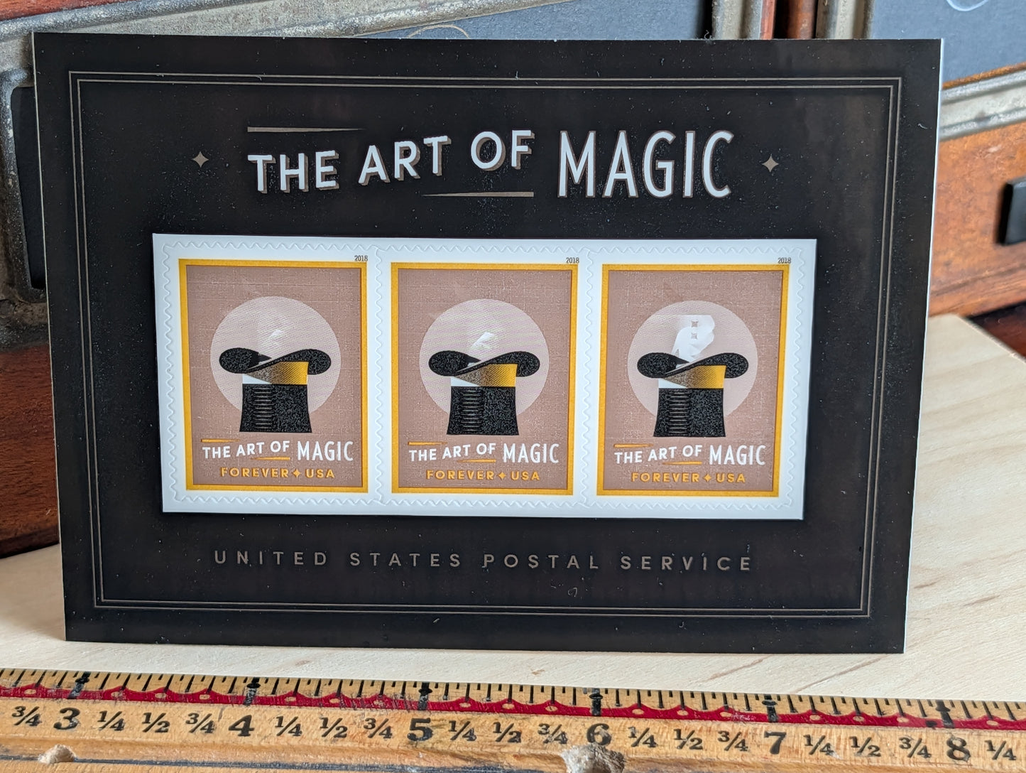 The Art of Magic Ventricular Rabbit in Hat Postage Stamp Sheet of 3, USPS Forever Stamps, 2018 Self-Adhesive