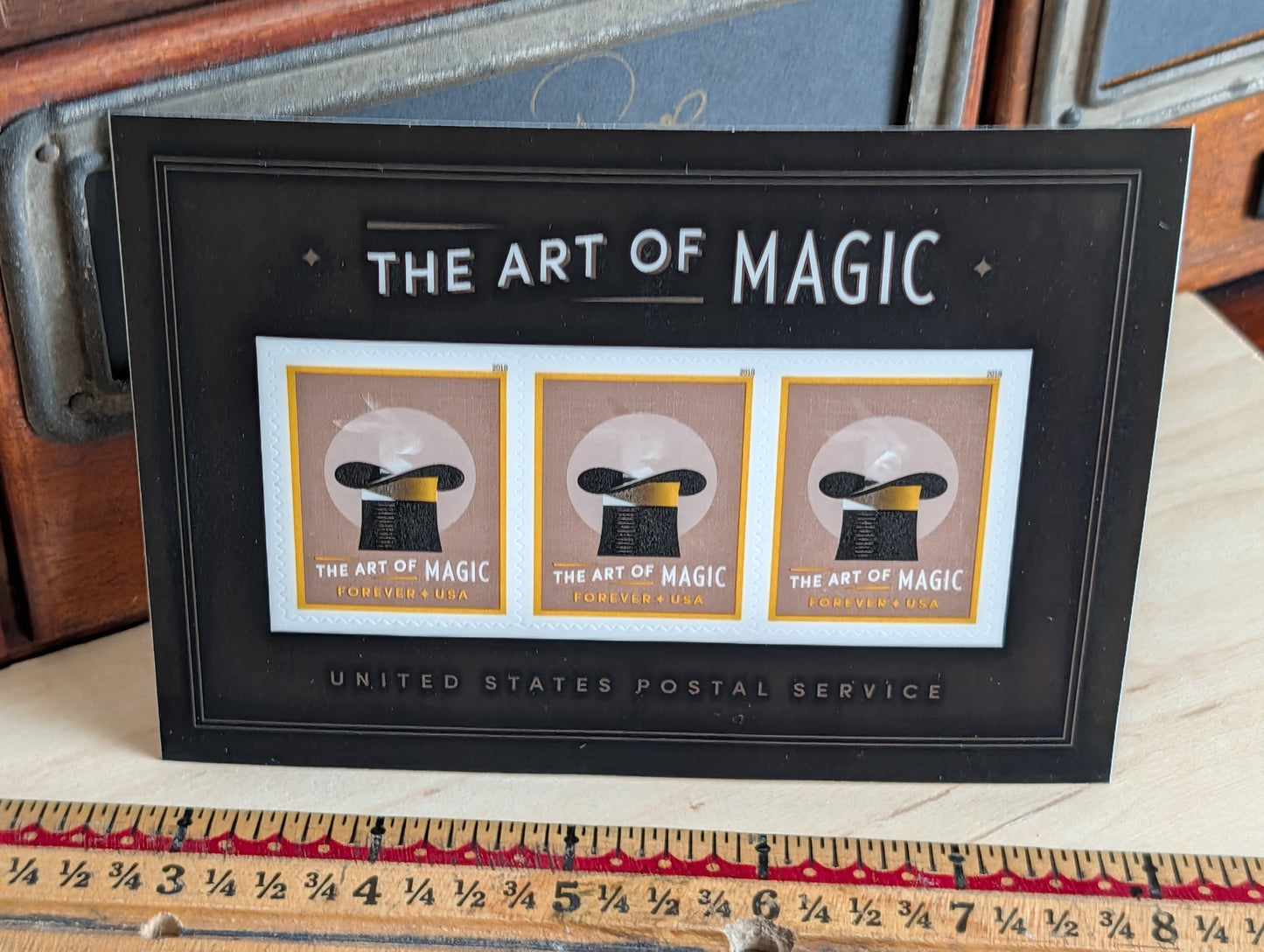The Art of Magic Ventricular Rabbit in Hat Postage Stamp Sheet of 3, USPS Forever Stamps, 2018 Self-Adhesive