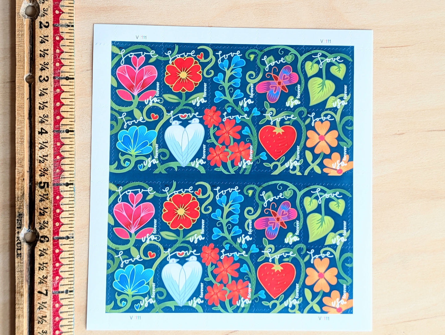 Garden of Love Unused Postage Stamps, USPS Forever Stamps, 2010 Self-Adhesive