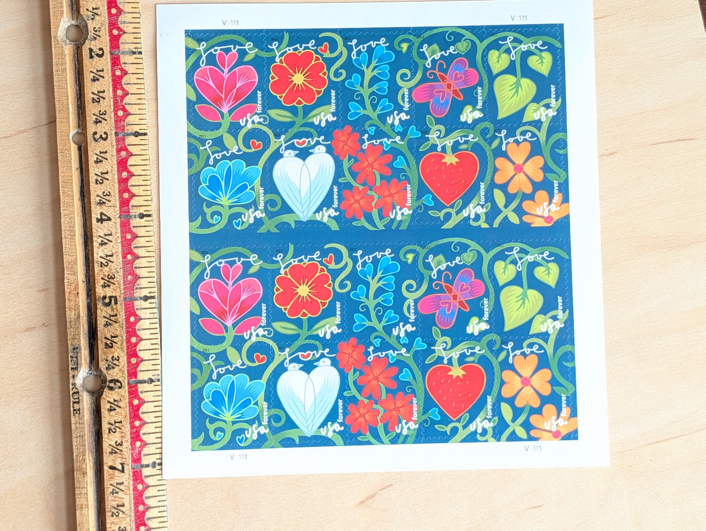 Garden of Love Unused Postage Stamps, USPS Forever Stamps, 2010 Self-Adhesive