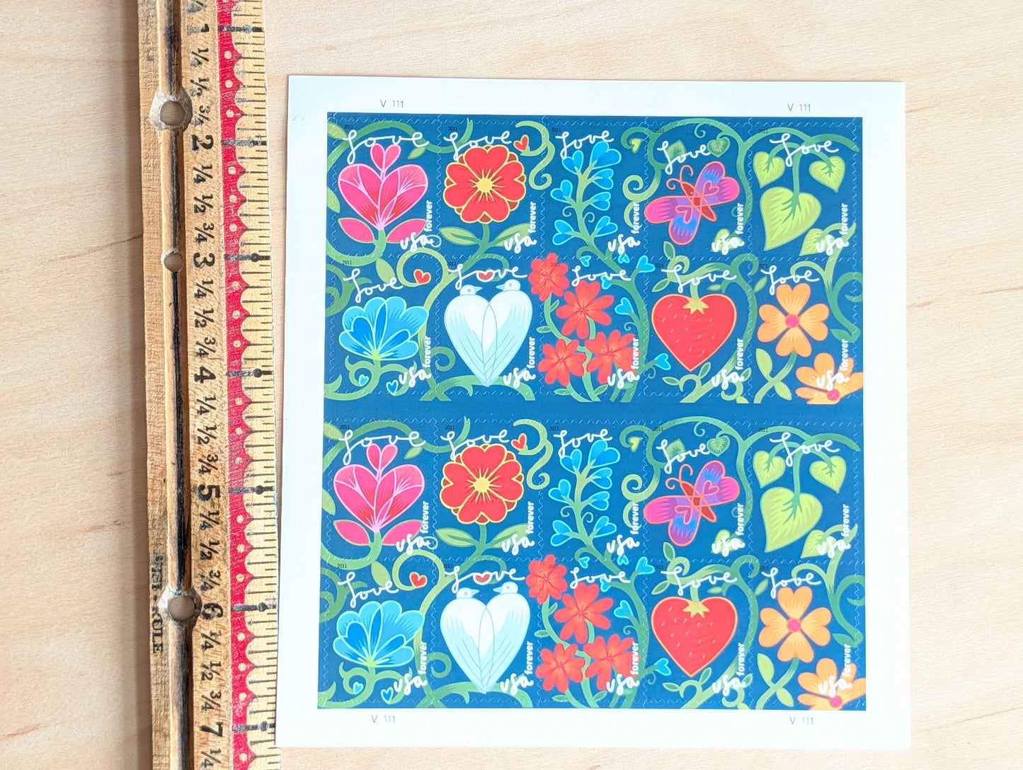 Garden of Love Unused Postage Stamps, USPS Forever Stamps, 2010 Self-Adhesive