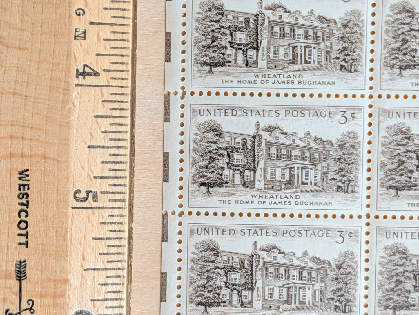 Sheet of 50 Wheatland The Home of James Buchanan Stamps, 3 Cent 1956 Unused US Postage Stamps