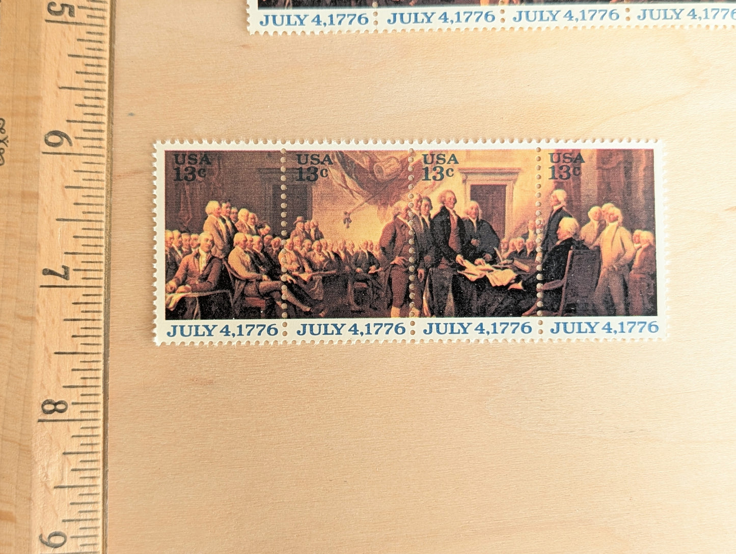 Signing of the Declaration of Independence, Vintage Unused USPS 13 Cent Stamps, 1976 Gummed