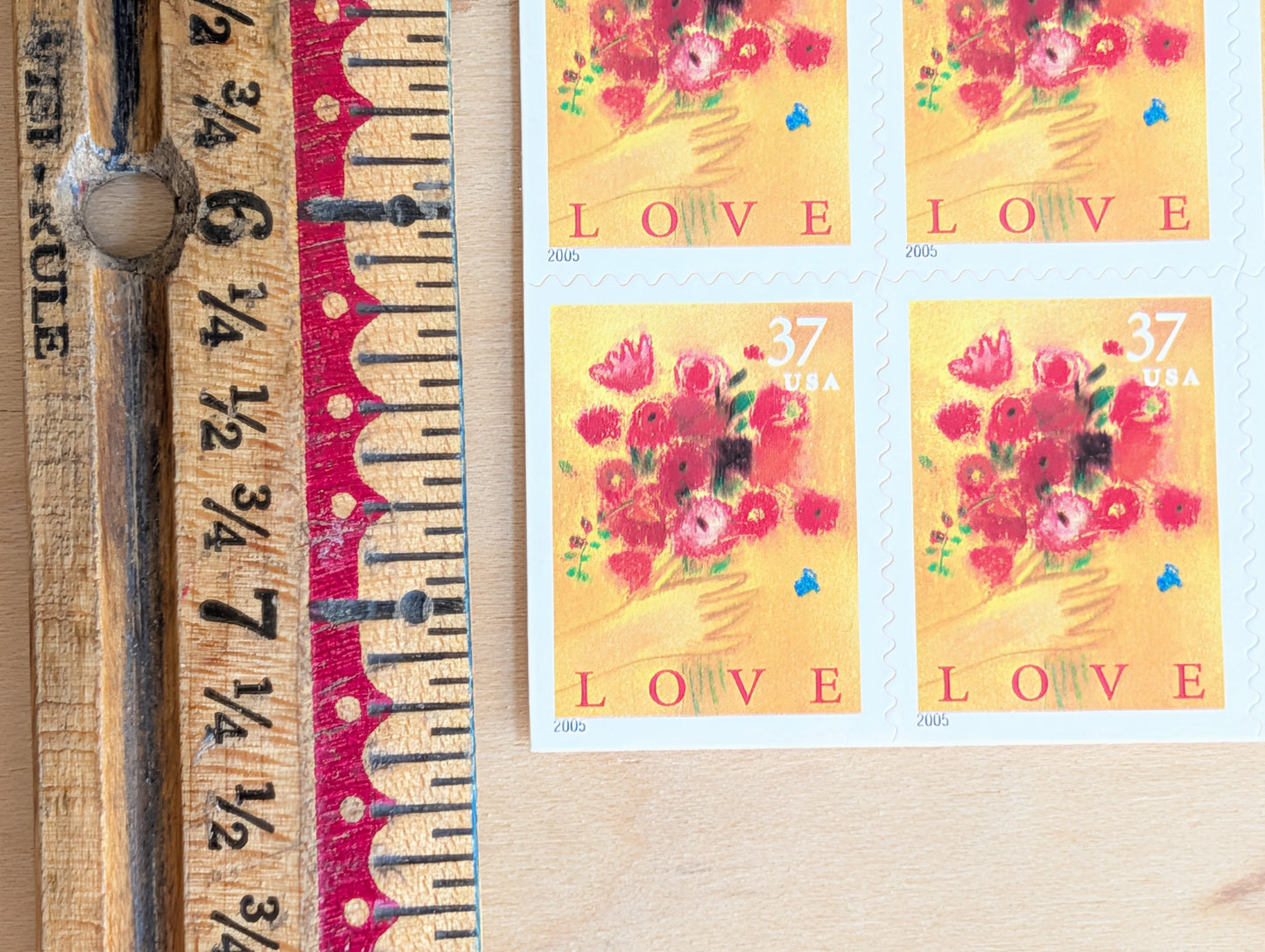 Love Bouquet Stamps, Sheet of 20, Vintage Unused USPS 37 Cent Postage Stamps, Love Stamps 2004, Self-Adhesive