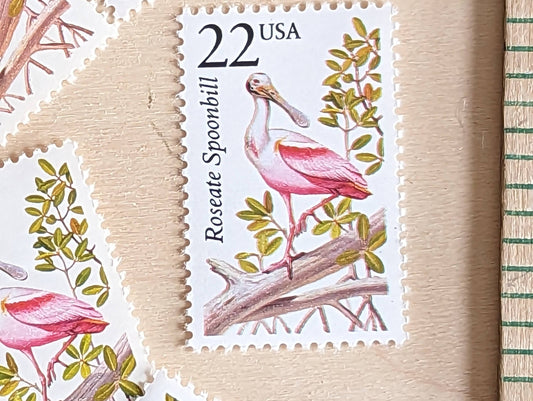 5 Roseate Spoonbill, 22 Cent, 1987, Unused Postage Stamps