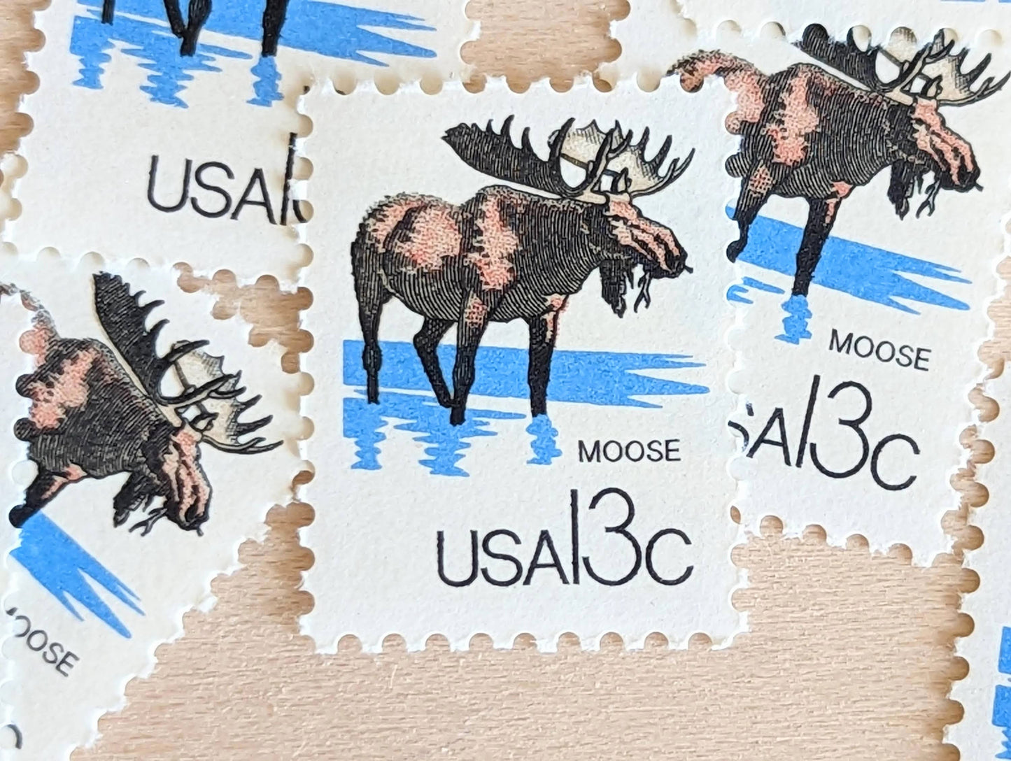 Set of 10 Moose Stamps, 13 Cent 1978 Unused Postage Stamps