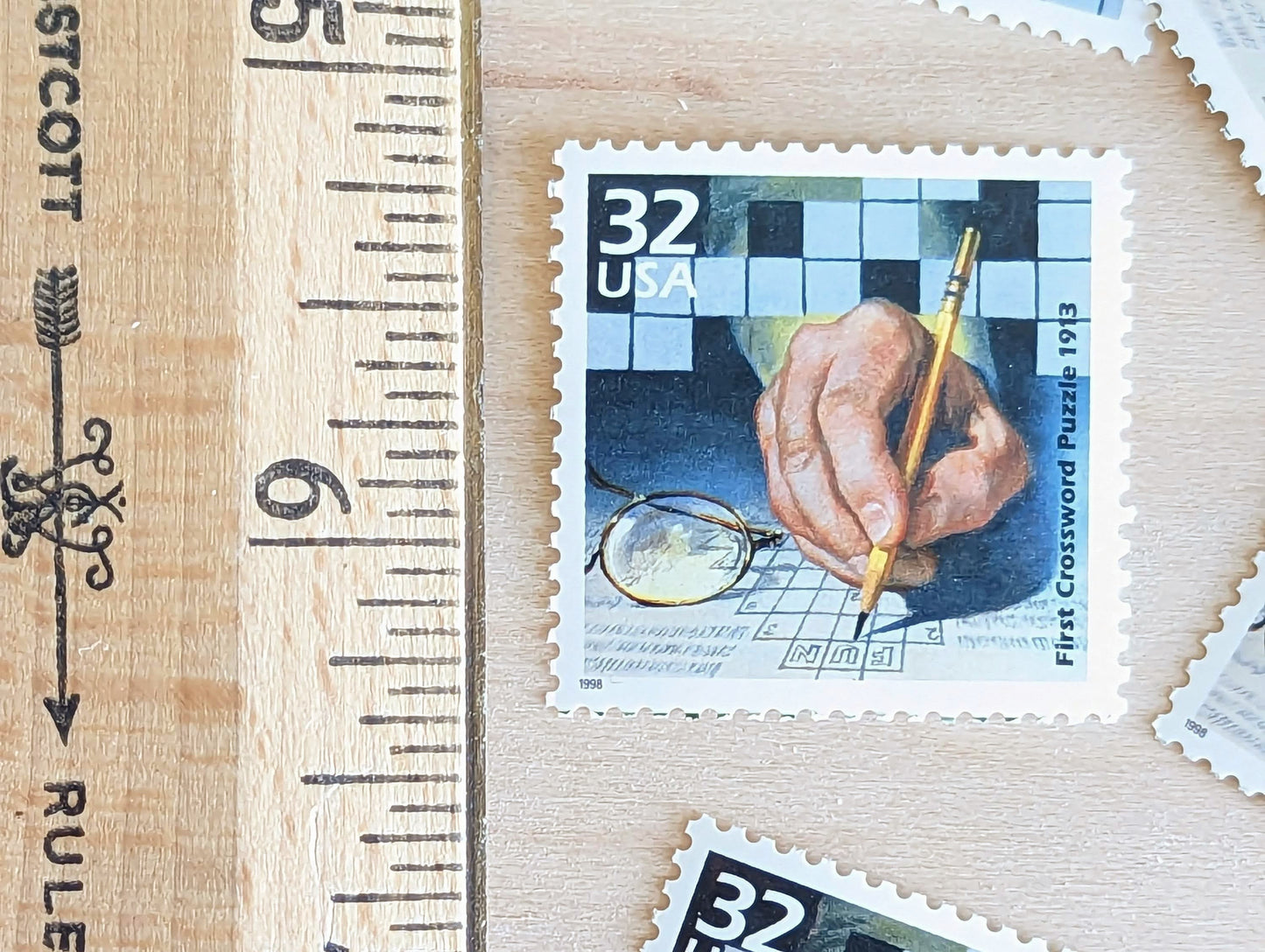 5 Crossword Puzzle Stamps, 32 Cent, 1998, 1910s Celebrate The Century, Unused Postage Stamps