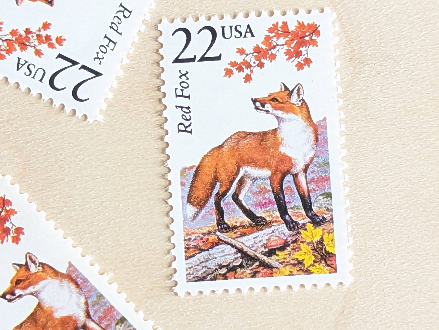 5 Red Fox, 22 Cent, 1987, Unused Postage Stamps