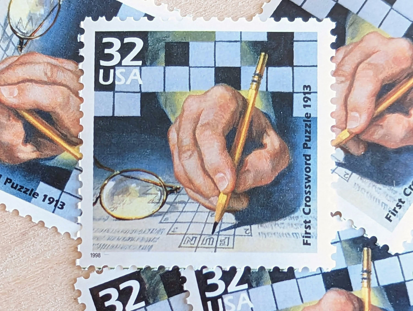 5 Crossword Puzzle Stamps, 32 Cent, 1998, 1910s Celebrate The Century, Unused Postage Stamps