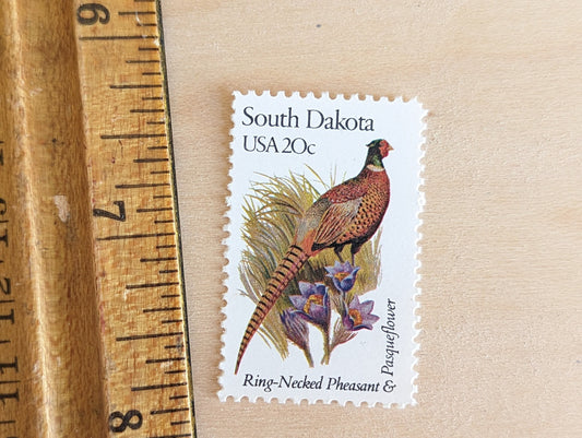 5 South Dakota State Stamp, 20 Cent, 1982, State Bird and Flower, Unused Postage Stamps