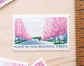 Plant For More Beautiful Cities, Streets, Parks and Highways Stamps, Vintage Unused USPS 6 Cent Postage Stamps, Beautification of America, 1969 Gummed Stamps