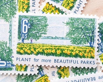 Plant For More Beautiful Cities, Streets, Parks and Highways Stamps, Vintage Unused USPS 6 Cent Postage Stamps, Beautification of America, 1969 Gummed Stamps