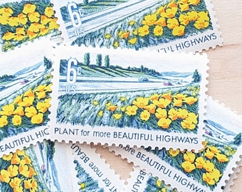 Plant For More Beautiful Cities, Streets, Parks and Highways Stamps, Vintage Unused USPS 6 Cent Postage Stamps, Beautification of America, 1969 Gummed Stamps