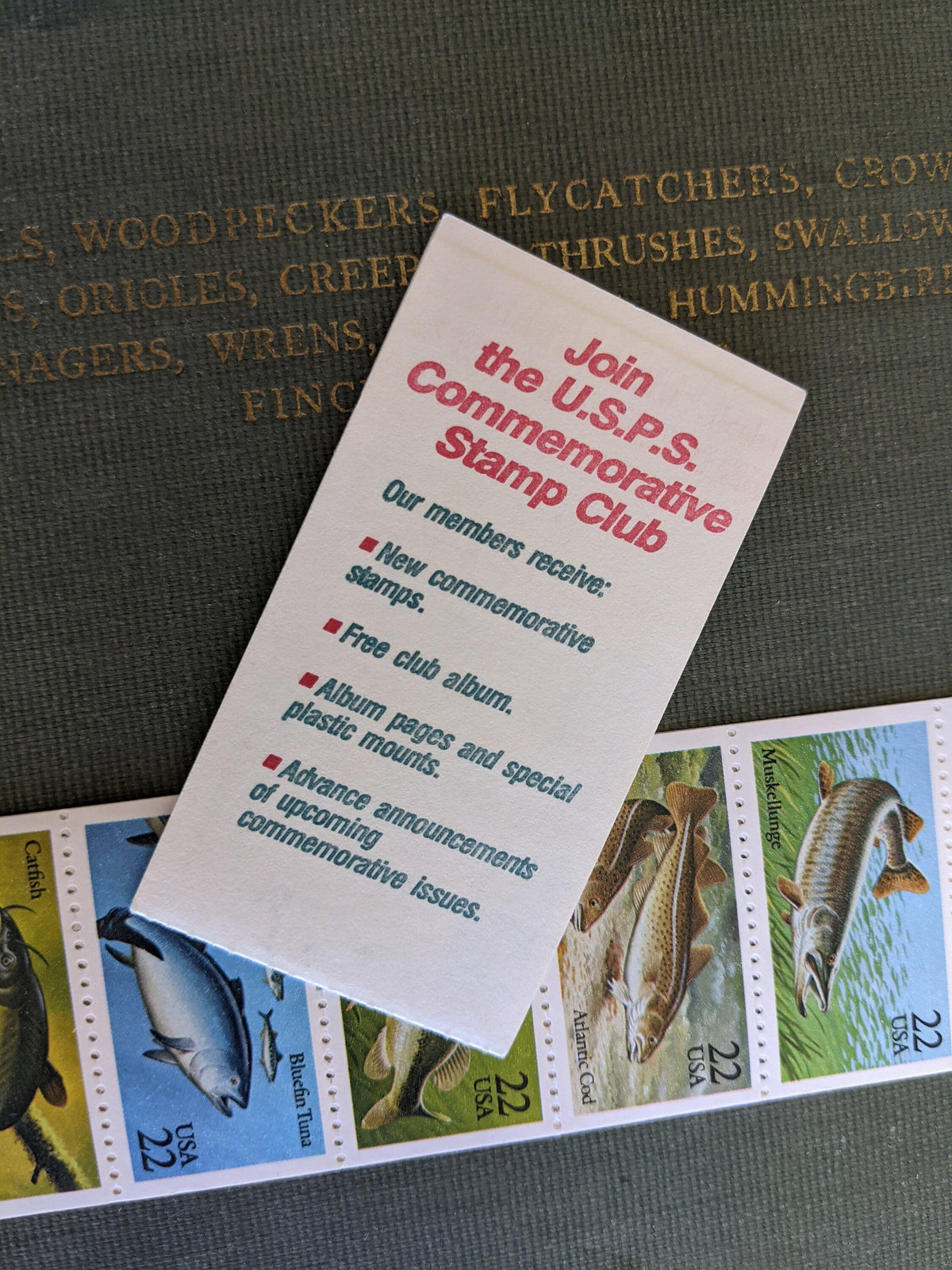 Booklet of 10 Fish Stamps, Vintage Unused USPS 22 Cent Postage Stamps, 1986 Gummed
