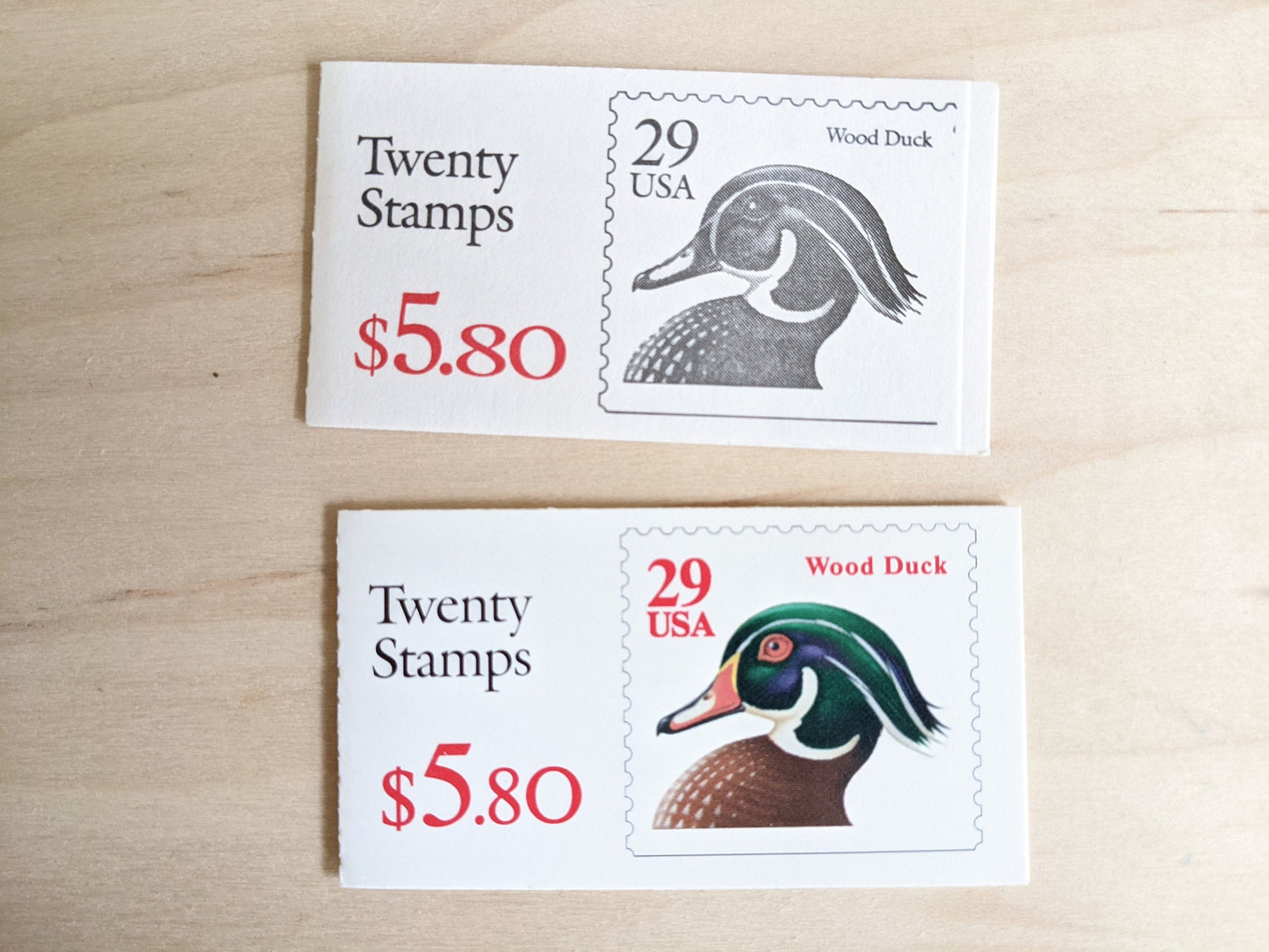 Booklet of Wood Duck 29 Cent Stamps, 1991 Unused US Postage, Vintage Collectible Stamps