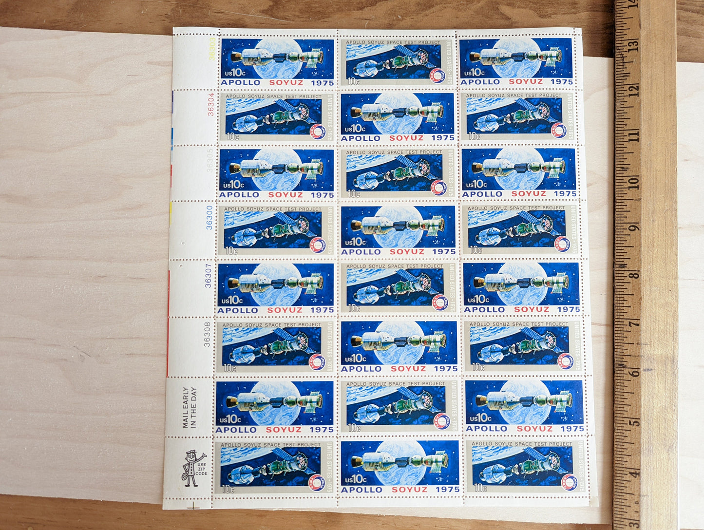 Sheet of 24 Apollo Soyuz Space Test Project Stamps, 10 Cent, 24 Unused Stamps, 1975