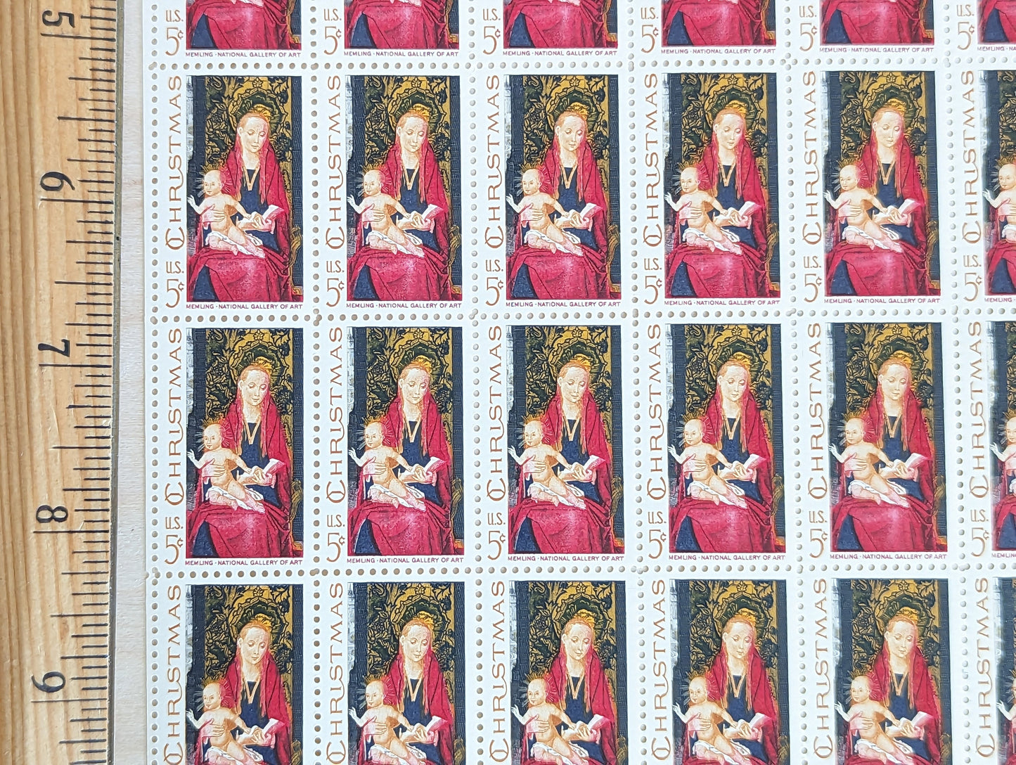 Sheet of 50 Christmas Madonna and Child, Memling National Gallery of Art, 5 Cent, 50 Unused Stamps, 1967