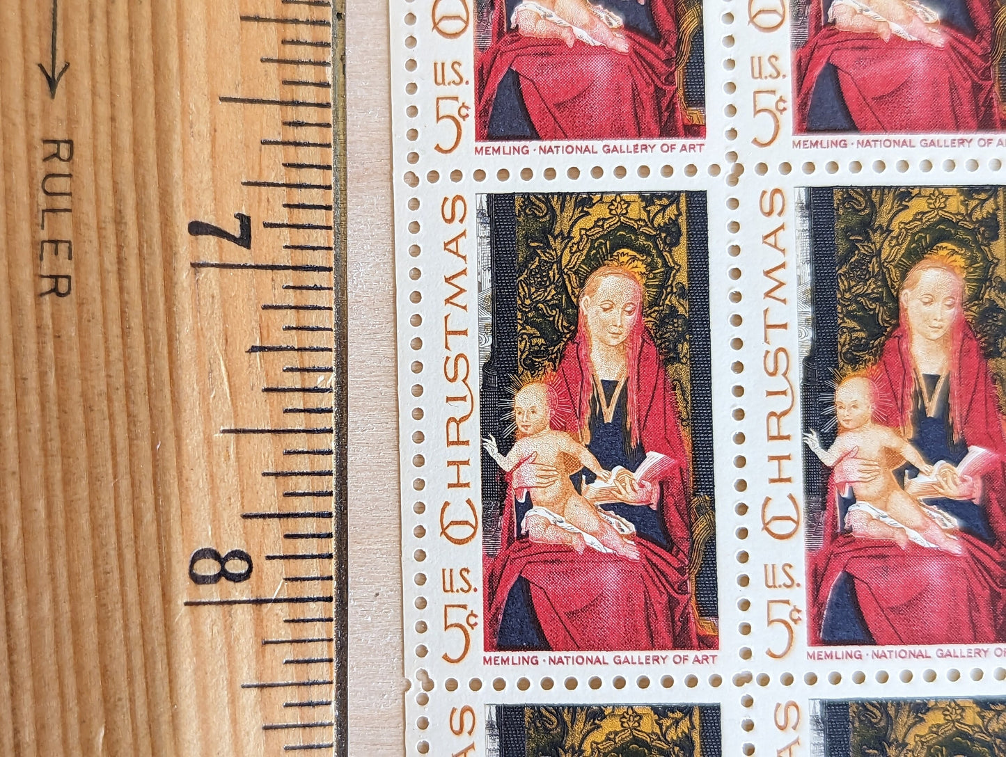 Sheet of 50 Christmas Madonna and Child, Memling National Gallery of Art, 5 Cent, 50 Unused Stamps, 1967