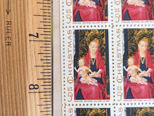 Sheet of 50 Christmas Madonna and Child, Memling National Gallery of Art, 5 Cent, 50 Unused Stamps, 1967