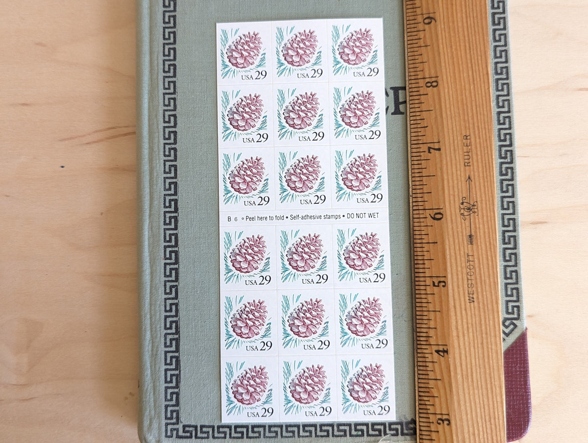 Sheet of 18 Pine Cone Stamps, 29 Cent Unused US Stamps, 1993