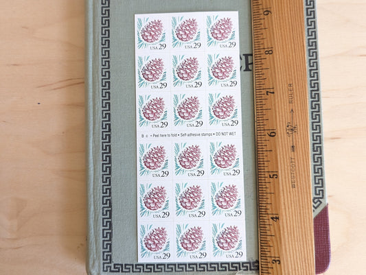 Sheet of 18 Pine Cone Stamps, 29 Cent Unused US Stamps, 1993