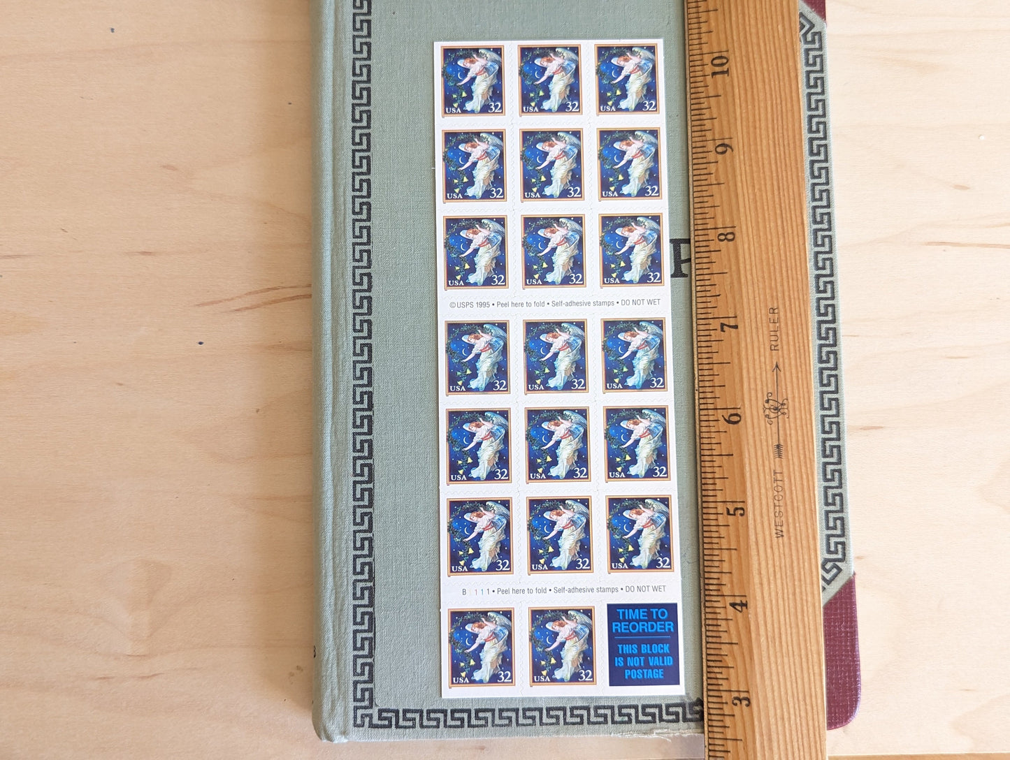Angel Christmas Stamps, Vintage Unused 32 Cent USPS Stamps, 1995 Self-Adhesive