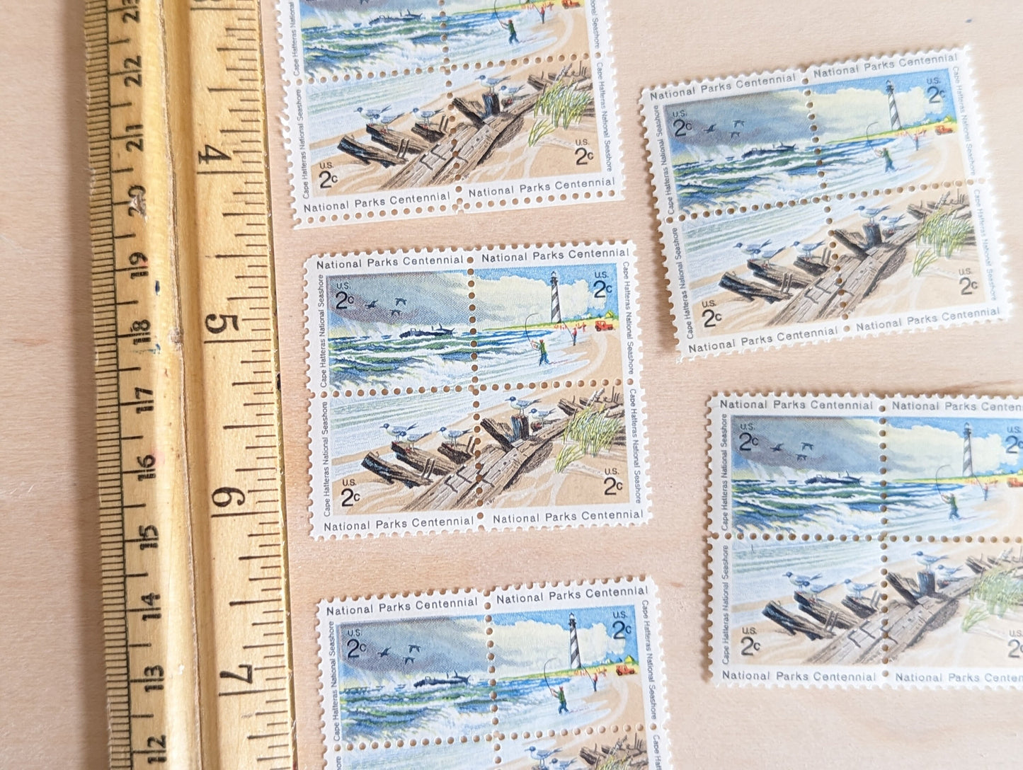 Sheet of 100 National Parks Centennial Cape Hatteras Stamps, Vintage Unused USPS 2 Cent Postage Stamps, 1972, Gummed