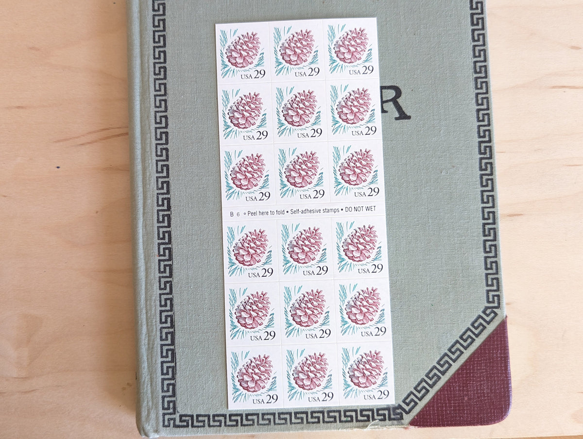 Sheet of 18 Pine Cone Stamps, 29 Cent Unused US Stamps, 1993