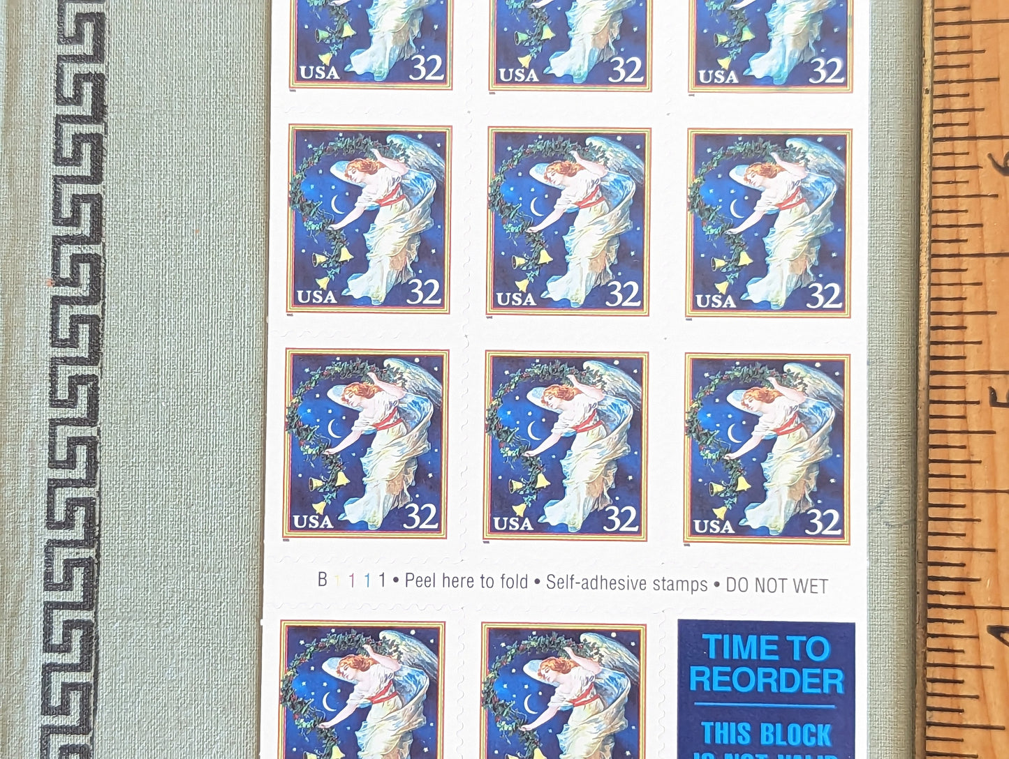 Angel Christmas Stamps, Vintage Unused 32 Cent USPS Stamps, 1995 Self-Adhesive