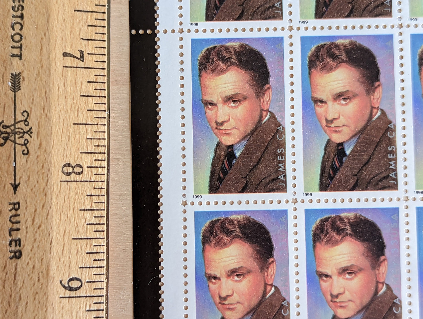 James Cagney Unused US Stamp Sheet, 1998, Sheet of 20, 33 Cent Stamps, Legends of Hollywood