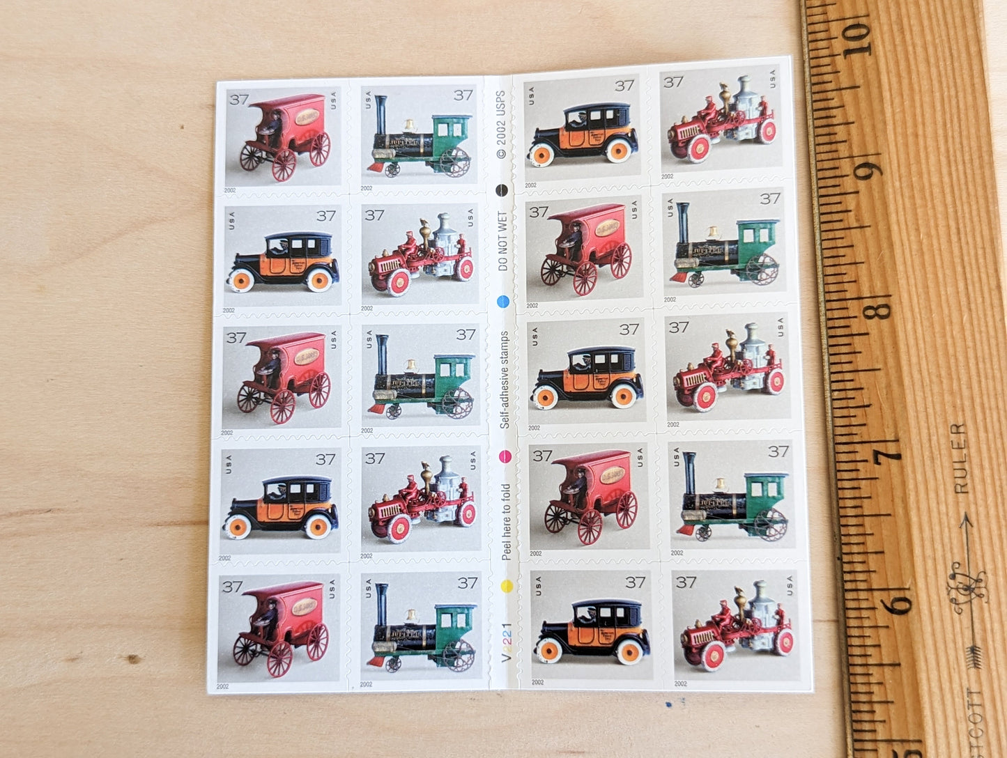 Antique Toys 2002 Booklet of Twenty or Strip of 10 37 Cent Self Adhesive Stamps, Unused Postage Stamps