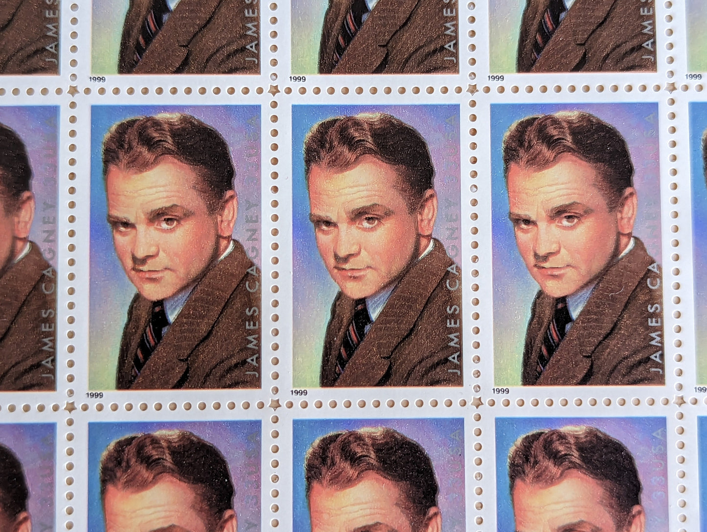 James Cagney Unused US Stamp Sheet, 1998, Sheet of 20, 33 Cent Stamps, Legends of Hollywood