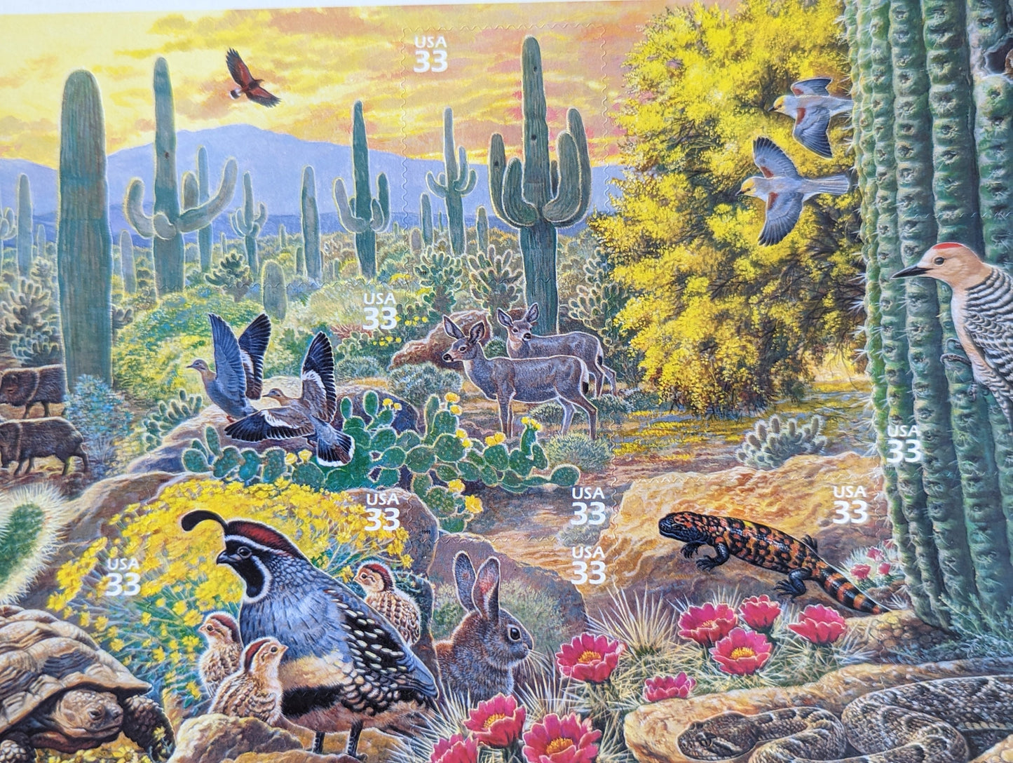 Sonoran Desert Unused Postage Stamp Sheet, 1999, Ten 33 Cent Stamps