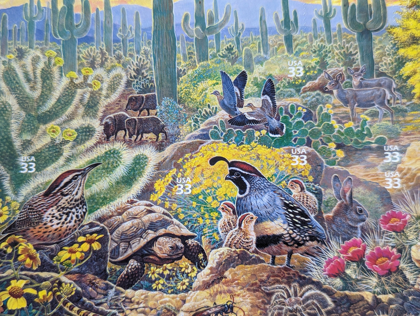 Sonoran Desert Unused Postage Stamp Sheet, 1999, Ten 33 Cent Stamps